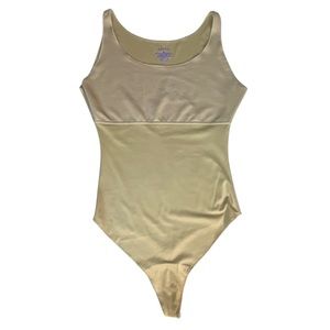 Spanx By Sara Blakely Tank Bodysuit Shapewear Beige Nude Lace Thong Size M